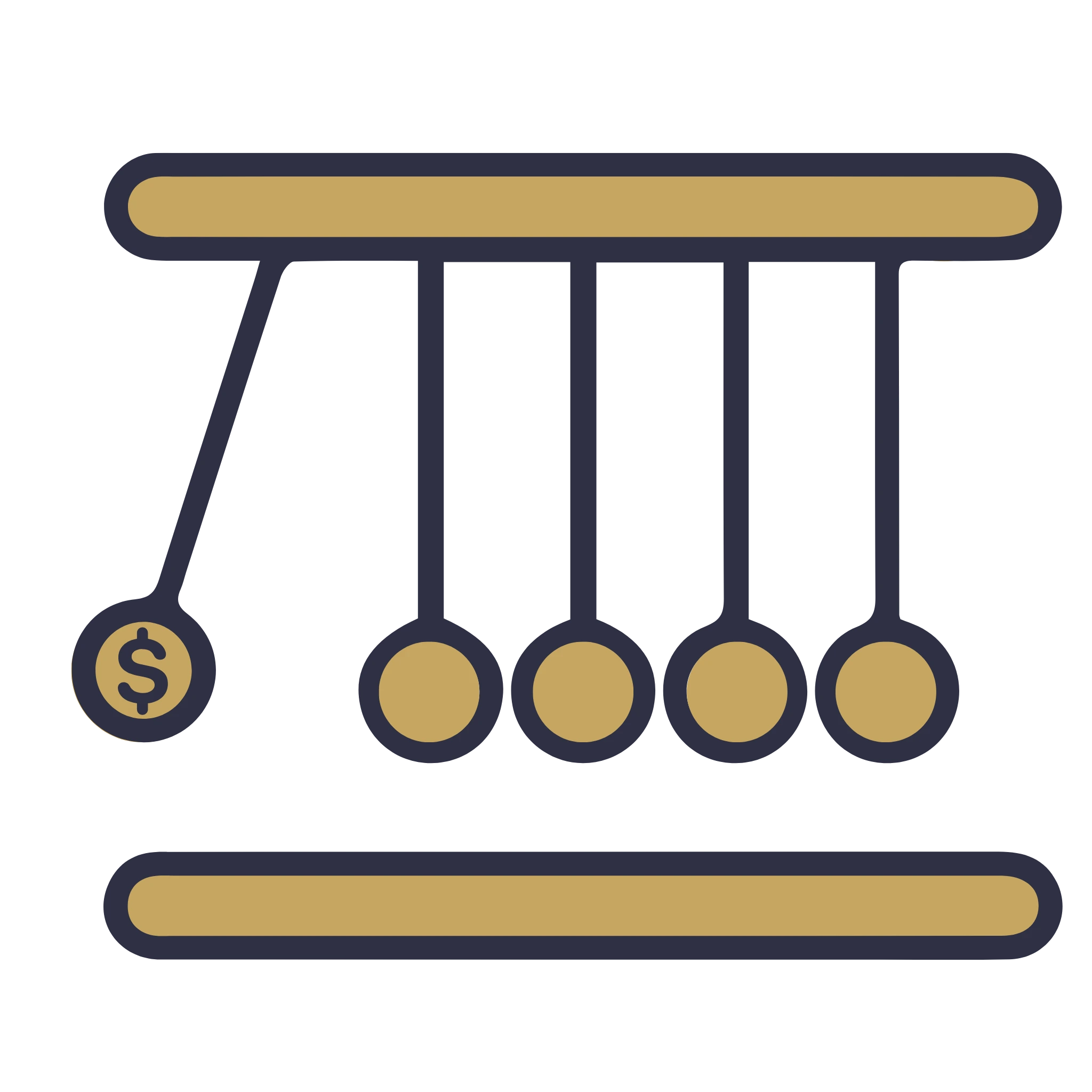 Gold shield with a dollar sign and connected icons with coins, representing IT Value Alignment Assessment and Financials First financial clarity. The Narrative Group.